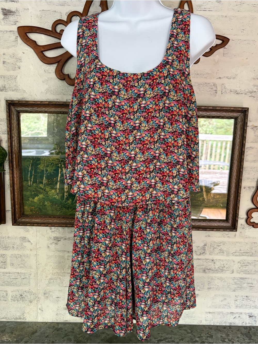 Xhilaration ditsy floral print romper featuring a sleeveless